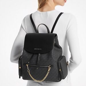 Michael Kors Black Jet Set Large Logo Backpack